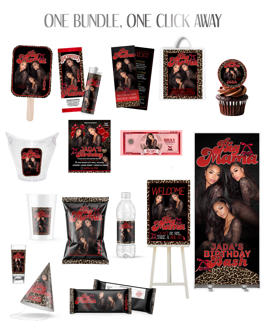 Big mama birthday party bundle - Template