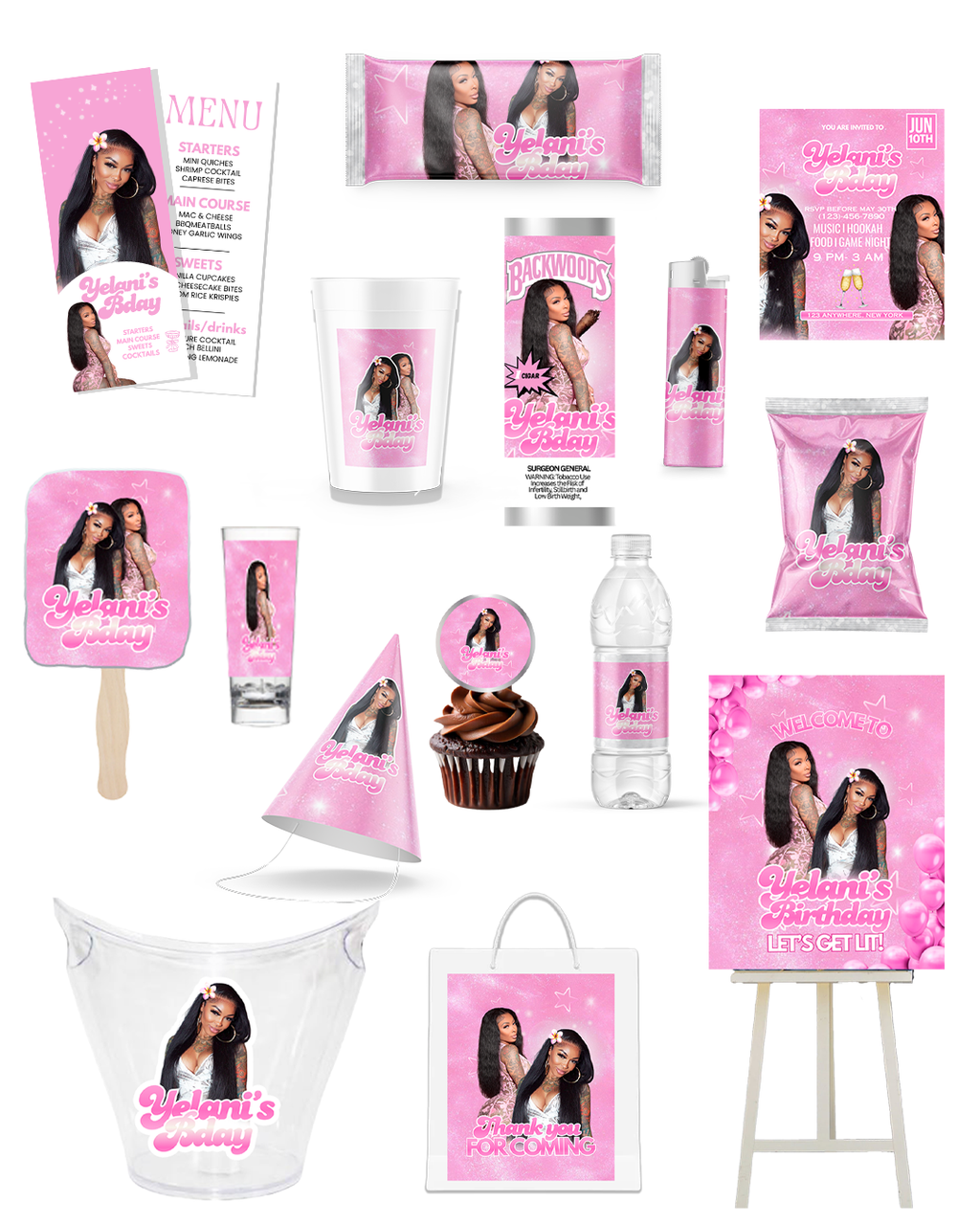 Pink birthday party template