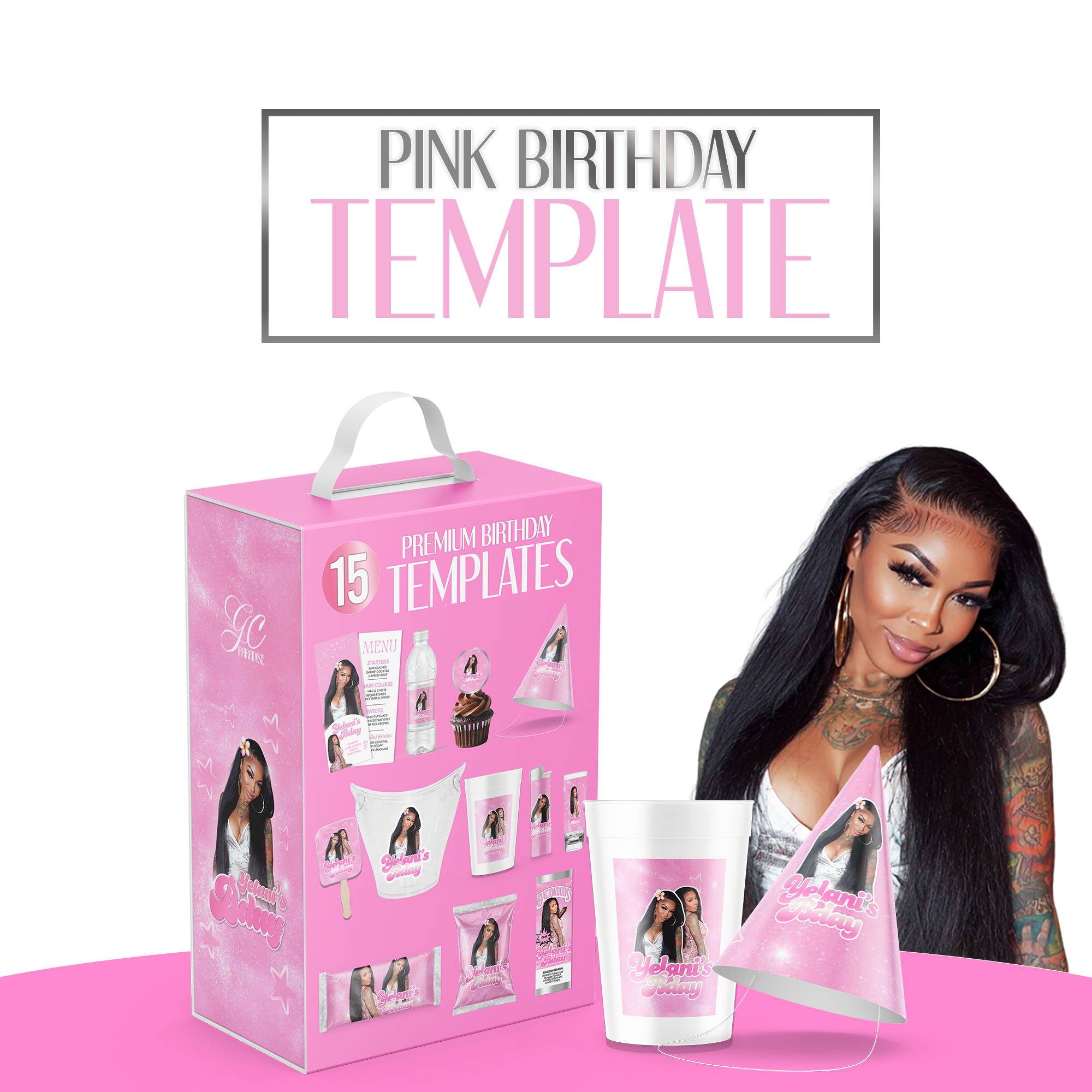 Pink birthday party template