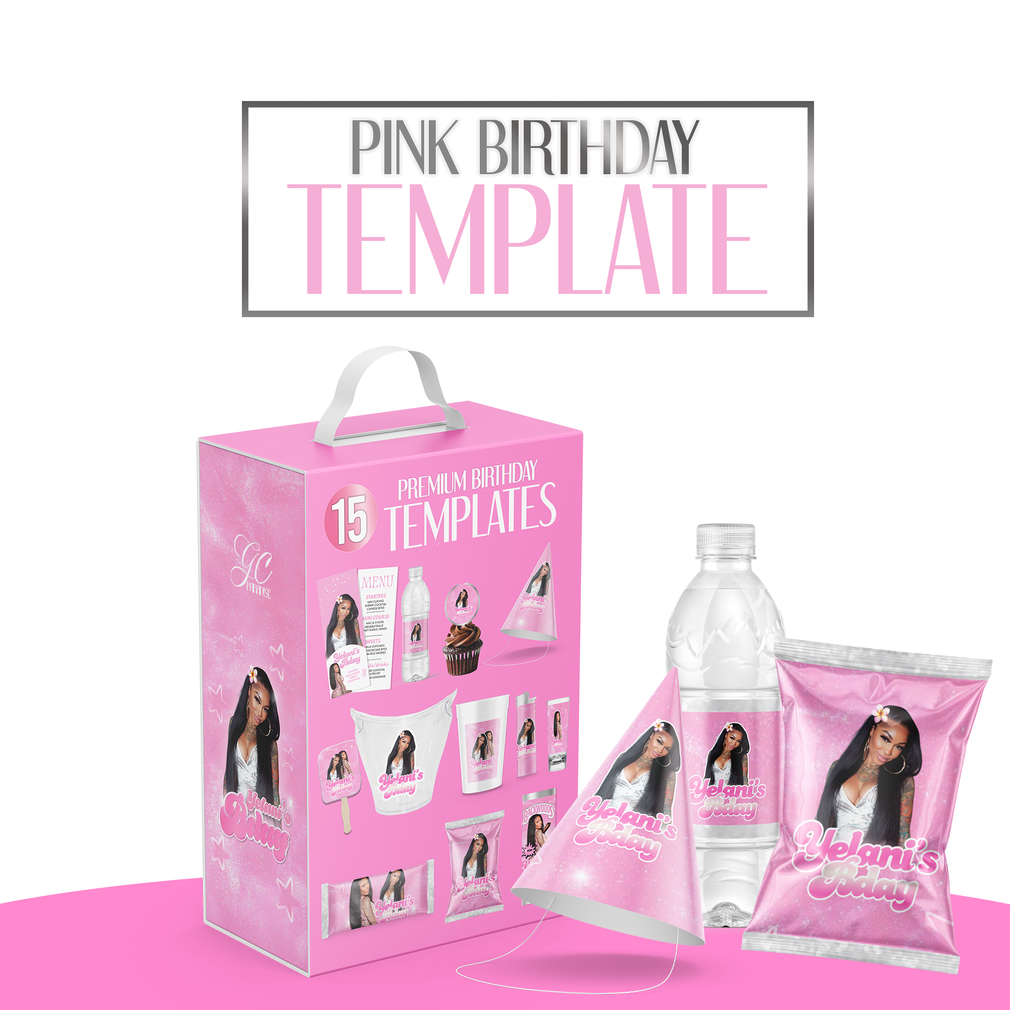 Pink birthday party template